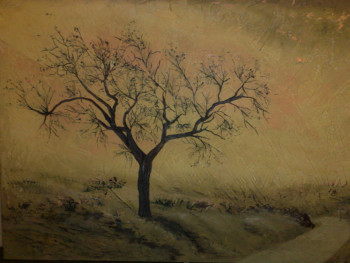 Œuvre contemporaine nommée « arbre dans la brume  », Réalisée par GRIBOUILLE