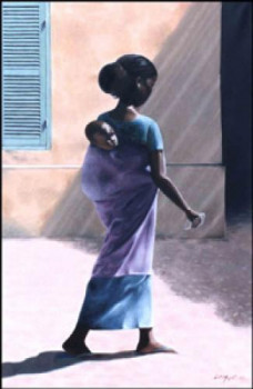 Œuvre contemporaine nommée « Adolescente à Gorée (vendu) », Réalisée par CATHERINE MAYET