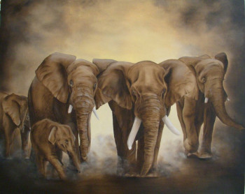 Œuvre contemporaine nommée « Elephants », Réalisée par CHANTAL ROUSSELET
