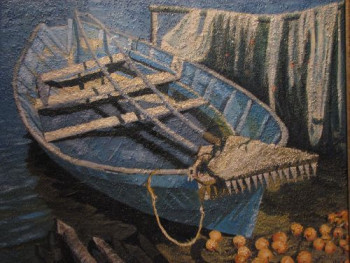 Œuvre contemporaine nommée « Barque méditerranéenne », Réalisée par NELLY SIMON