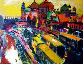 Œuvre contemporaine nommée « Agra yellow station », Réalisée par CHRISTIAN MENARD