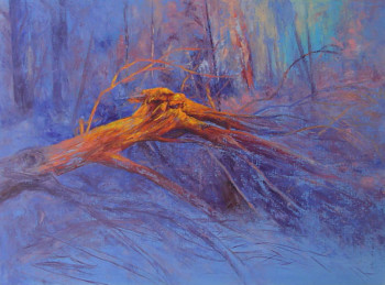 Œuvre contemporaine nommée « Arbre cassé orange sur violet », Réalisée par MARIE PIC