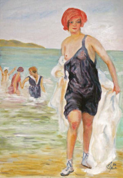 Œuvre contemporaine nommée « Les baigneuses de Biarritz (copie) », Réalisée par JULIA COLLETTO