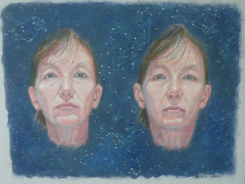Œuvre contemporaine nommée « double autoportrait », Réalisée par INGRID HöRLIN