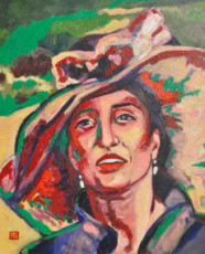 femme-au-chapeau-portrait-dhelene-en-vert