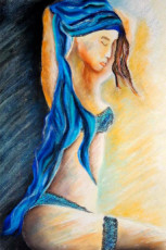 femme-au-foulard-bleu