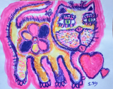peinture-chat-mignon-21x297cmfeuille