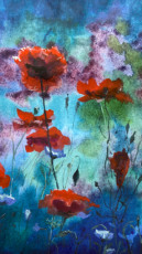 aquarelle-de-coquelicots-sur-fond-bleu