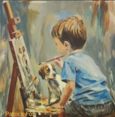enfant-peintre-avec-son-petit-chien