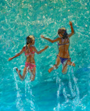 ete-peinture-figurative-couleur-vivante-turquoise