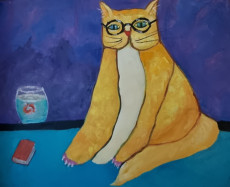 le-chat-jaune-aux-lunettes-noires