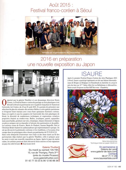  UNIVERS DES ARTS N°182 HIVER 2016