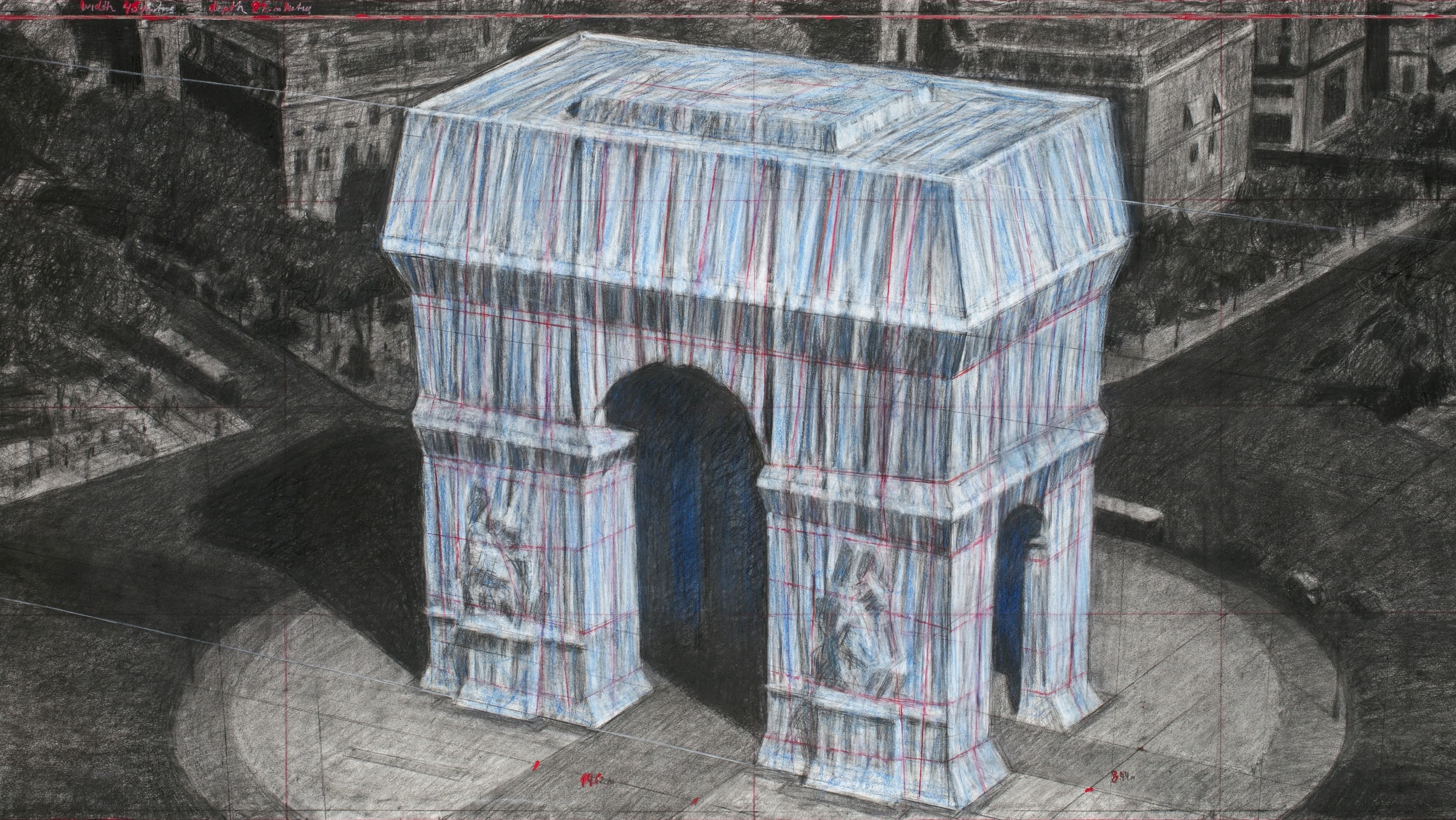 Emballage de l'arc de triomphe Christo et Jeanne-Claude 2021 Maquette