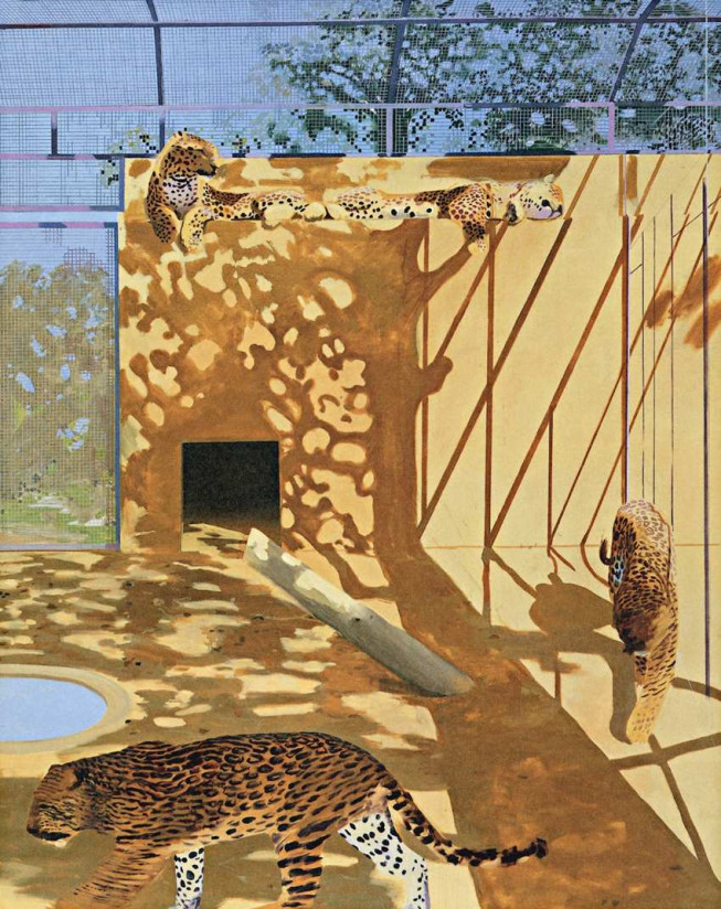 Gilles Aillaud, Panthères, 1977, huile sur toile, 250 × 200 cm, Centre national des arts plastiques © Adagp, Paris, 2023/Cnap Photo Galerie Karl Flinker