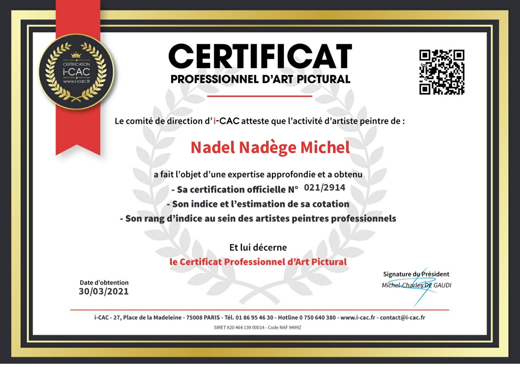 certificat-professionnel-d'art pictural icac-michel-nadel-nadege