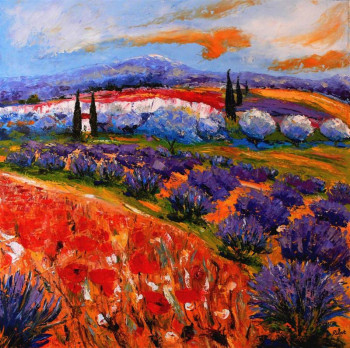 Œuvre contemporaine nommée « Paysages aux lavandes », Réalisée par RAOUL RIBOT
