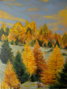 Œuvre contemporaine nommée « La forêt de mélèzes dans la Vallée de la Guisane », Réalisée par BONNEAU-MARRON