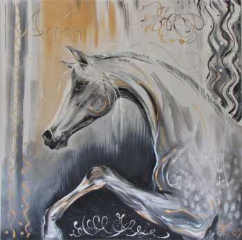 Œuvre contemporaine nommée « cheval arabe gris profil », Réalisée par DAVID ISABELLE