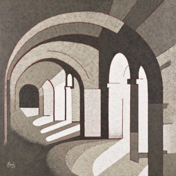 Œuvre contemporaine nommée « A l'ombre des arcades », Réalisée par JEAN CLAUDE MAUREL
