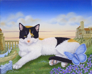 Œuvre contemporaine nommée « Capucine et le papillon bleu », Réalisée par BERNARD VERCRUYCE