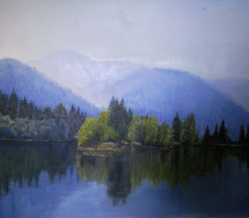 Œuvre contemporaine nommée « Lac de montagne », Réalisée par RAHAN