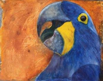 Œuvre contemporaine nommée « bleu et jaune », Réalisée par CHANTAL BOULLET