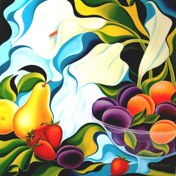 Œuvre contemporaine nommée « Composition estivale », Réalisée par FRANçOISE DE BEAUCé