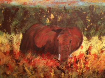 Œuvre contemporaine nommée « couleurs chaudes elephant  », Réalisée par ATOS