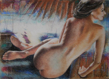 Œuvre contemporaine nommée « Femme assise sur le planché », Réalisée par JEAN-LUC CELCE
