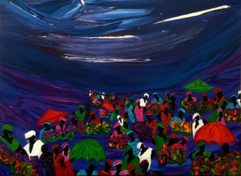 Œuvre contemporaine nommée « Le marché sous les étoiles », Réalisée par NADODO