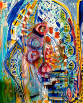 Œuvre contemporaine nommée « VITRAIL 2 », Réalisée par FARIDA LOUNIS