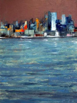 Œuvre contemporaine nommée « La ville et l'eau 1 », Réalisée par GUILLOU