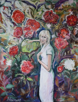 Œuvre contemporaine nommée « fille en fleurs », Réalisée par AUCOURT