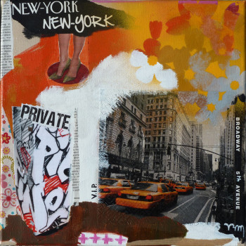 Œuvre contemporaine nommée « Les taxis new-yorkais », Réalisée par BONNEAU-MARRON