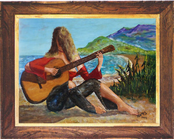 Œuvre contemporaine nommée « Jeune fille inconnue à la guitare 1974 », Réalisée par EMILE RAMIS
