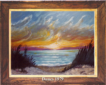 Œuvre contemporaine nommée « Coucher de soleil sur les dunes 1979 », Réalisée par EMILE RAMIS