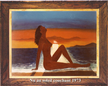 Œuvre contemporaine nommée « Nu au soleil couchant 1973 », Réalisée par EMILE RAMIS