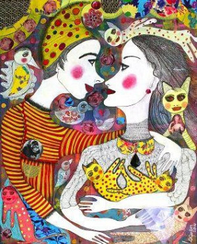 Œuvre contemporaine nommée « Duc de Pouze et Germignonne », Réalisée par CLAUDINE LOQUEN