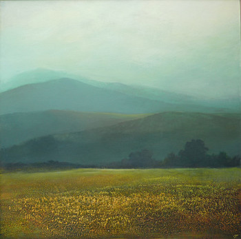 Œuvre contemporaine nommée « Monts lointains 1 », Réalisée par YVES OGIER