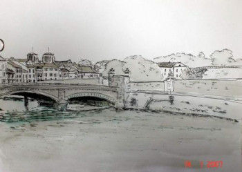 Œuvre contemporaine nommée « Bayonne - Le Pont du génie », Réalisée par GUILLOU