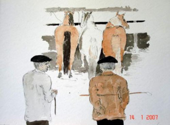 Œuvre contemporaine nommée « Foire aux chevaux », Réalisée par GUILLOU