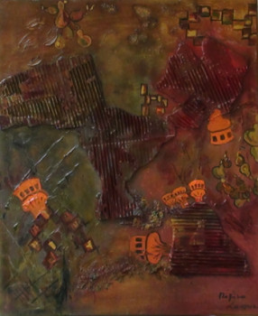 Œuvre contemporaine nommée « VILLLE JARDIN diptyque 1 », Réalisée par REGINE LACOUR