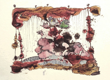 Œuvre contemporaine nommée « le baldaquin coquin », Réalisée par FLETCHER-MAUNIER