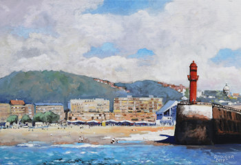 Œuvre contemporaine nommée « La plage de Boulogne sur Mer », Réalisée par ROBERT SCHOULER