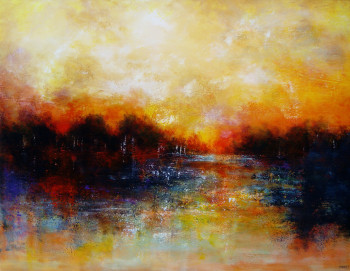 Œuvre contemporaine nommée « CALME ORANGE », Réalisée par MIREILLE MAURY