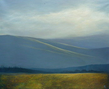 Œuvre contemporaine nommée « les monts bleus », Réalisée par YVES OGIER