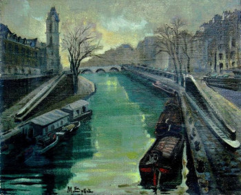 Œuvre contemporaine nommée « Le Pont St Michel Paris », Réalisée par MAURICE BUFFET