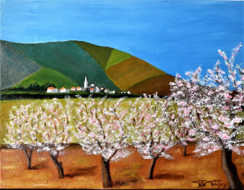 Œuvre contemporaine nommée « Amendiers en fleurs - Espagne », Réalisée par LE GOUBEY