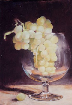 Œuvre contemporaine nommée « raisin dans grand verre », Réalisée par ALICE DENAT-BOURGADE