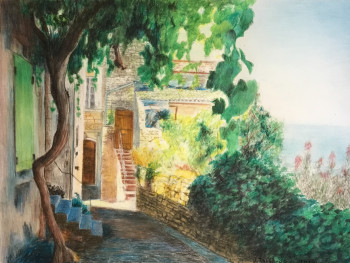 Œuvre contemporaine nommée « LA TERRASSE OMBRAGÉE 1 », Réalisée par JACQUES TAFFOREAU
